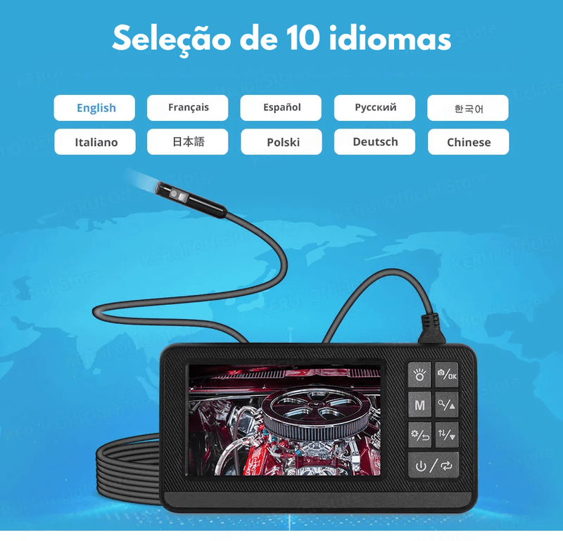 Kerui endoscópio industrial de lente dupla, câmera de inspeção com tela ip67 à prova d'água cobra 1080p, boroscópio de vídeo digital portátil