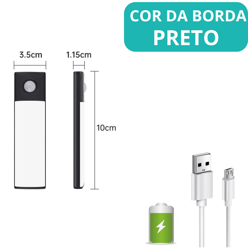 LED Sensor de Movimento, Luz Noturna, Carregamento USB Tipo C, 3 Cores em 1