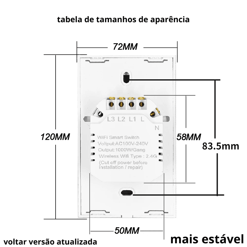 interruptor de luz Wi fi  inteligente, tela de vidro Touch Screen, controle por voz Alexa e Google Assistant