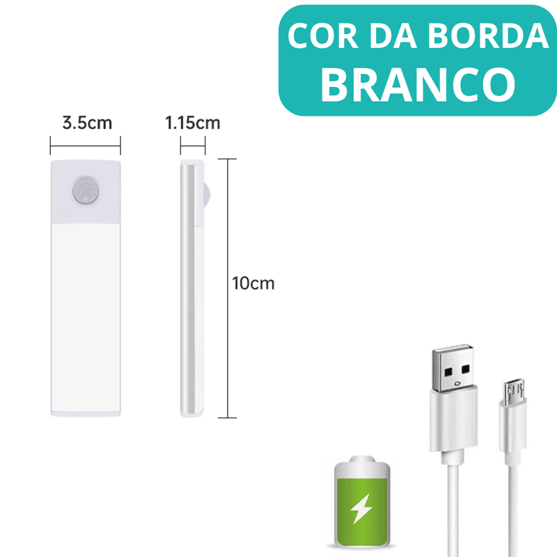 LED Sensor de Movimento, Luz Noturna, Carregamento USB Tipo C, 3 Cores em 1