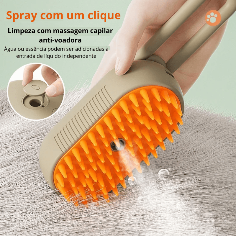 Escova a vapor 3 em 1 para cão e gato, escova a vapor, spray elétrico, para massagem, pet grooming, pente, depilação