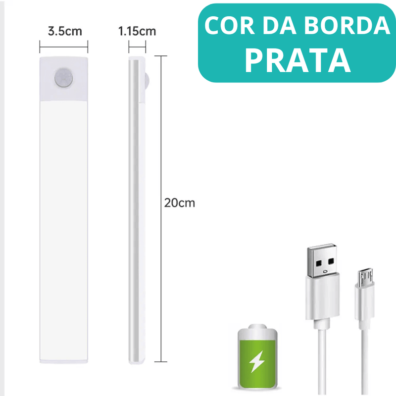 LED Sensor de Movimento, Luz Noturna, Carregamento USB Tipo C, 3 Cores em 1