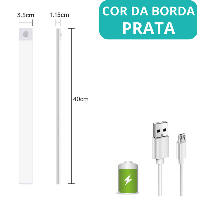 LED Sensor de Movimento, Luz Noturna, Carregamento USB Tipo C, 3 Cores em 1