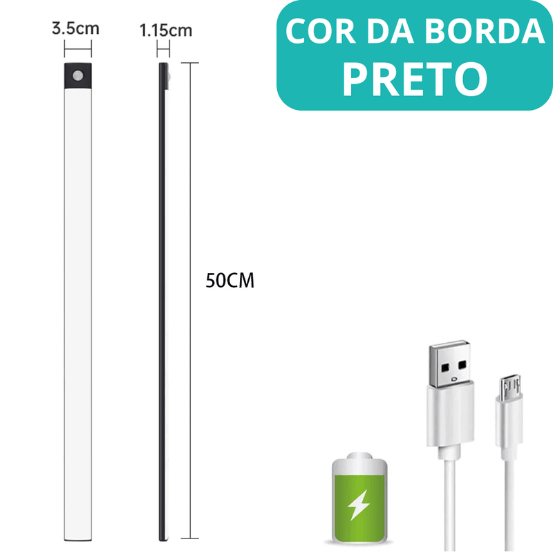 LED Sensor de Movimento, Luz Noturna, Carregamento USB Tipo C, 3 Cores em 1