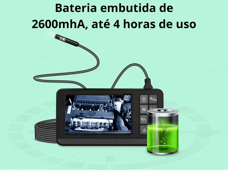 Kerui endoscópio industrial de lente dupla, câmera de inspeção com tela ip67 à prova d'água cobra 1080p, boroscópio de vídeo digital portátil