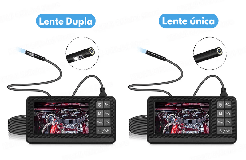 Kerui endoscópio industrial de lente dupla, câmera de inspeção com tela ip67 à prova d'água cobra 1080p, boroscópio de vídeo digital portátil