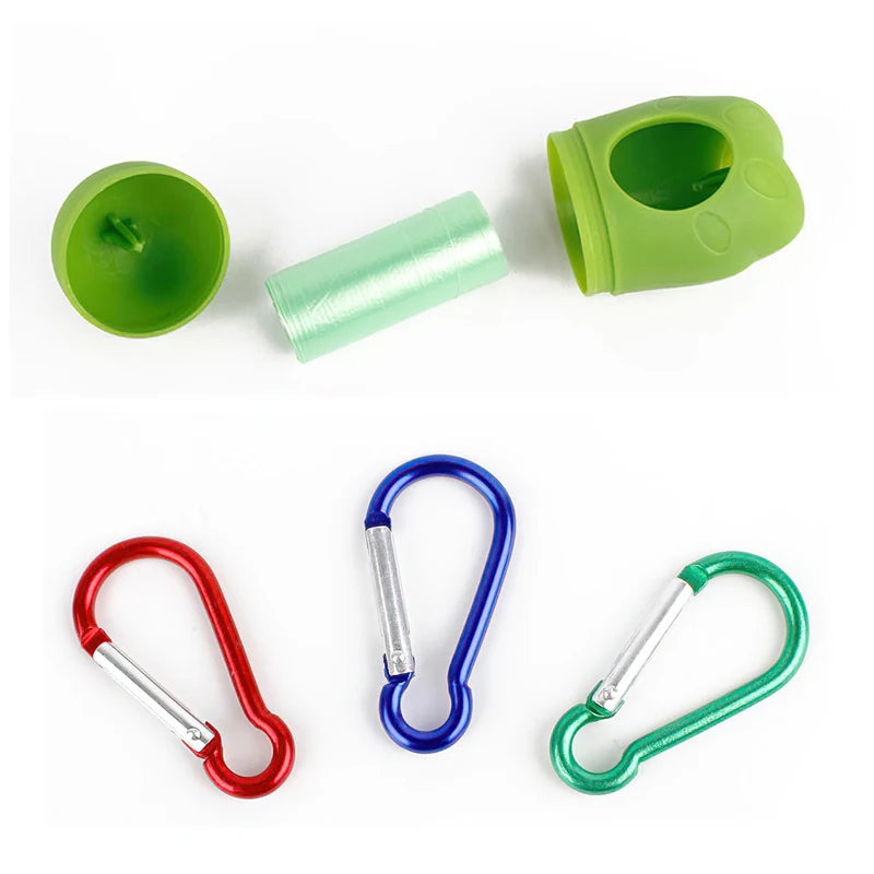 Dog Poop Bags Dispenser with Carabiner Clip for Leashes Dog Poop Pickup Bag Holder Include 1Roll Pet Waste Bags Pet  Accessories