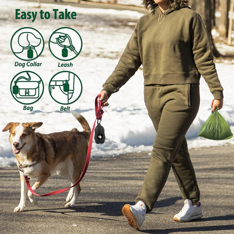 Dog Poop Bags Dispenser with Carabiner Clip for Leashes Dog Poop Pickup Bag Holder Include 1Roll Pet Waste Bags Pet  Accessories