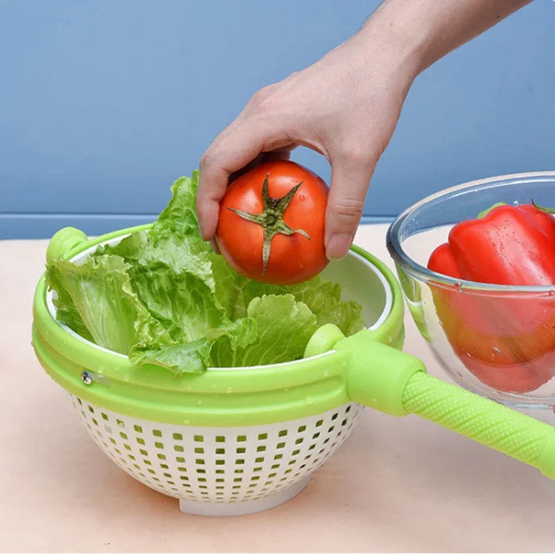 Salad Rotary Draining Basket Kitchen Vegetable and Fruit Drying Cleaning Centrifugal Dehydrator