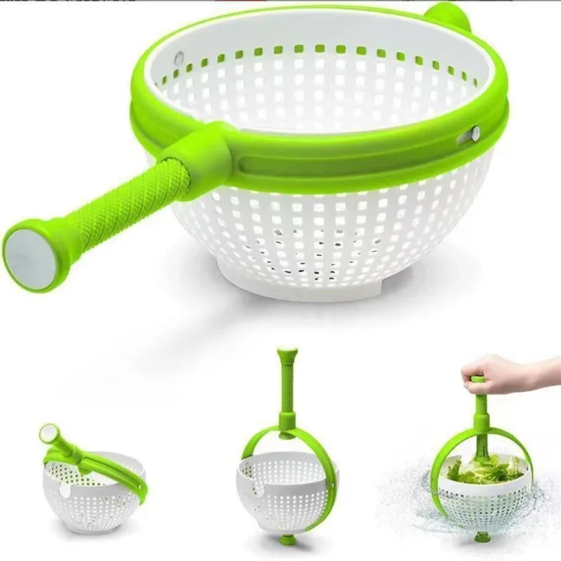 Salad Rotary Draining Basket Kitchen Vegetable and Fruit Drying Cleaning Centrifugal Dehydrator