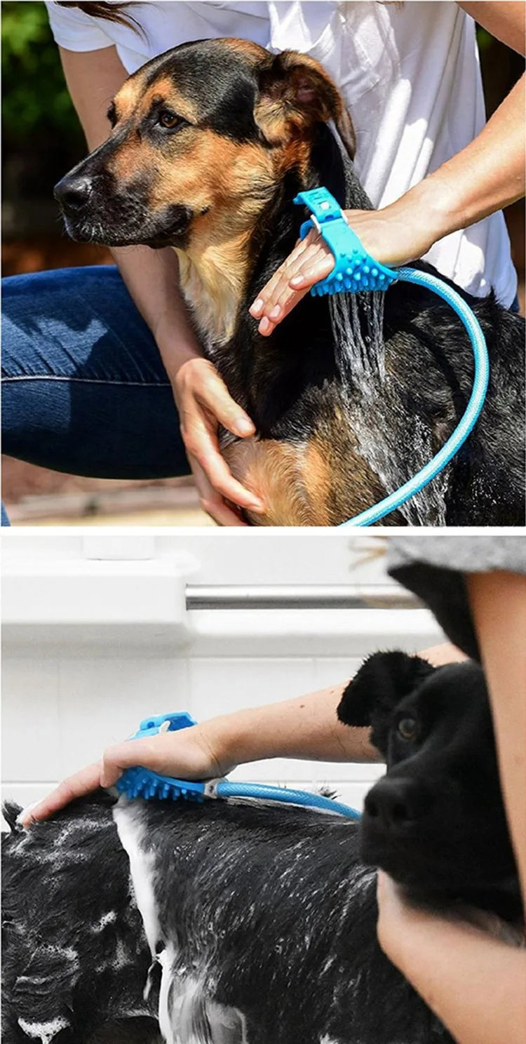 Ducha para Banho de Pets Bico Mangueira Cabeça de Chuveiro para Cães e Gatos  Escova de Massagem de Silicone