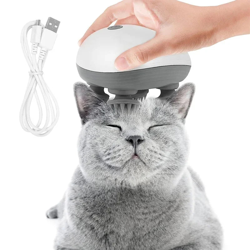 Escova elétrica massageadora para animais de estimação, desembaraçador de pelos, ferramenta de massagem calmante para gatos e cães alívio de estresse.