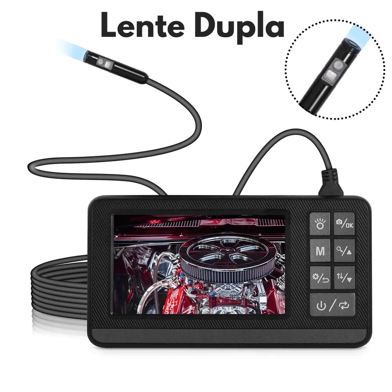 Kerui endoscópio industrial de lente dupla, câmera de inspeção com tela ip67 à prova d'água cobra 1080p, boroscópio de vídeo digital portátil